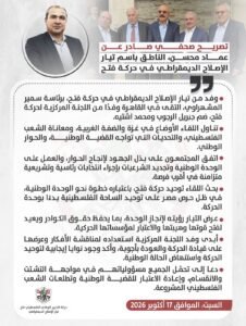 الإصلاح ومركزية فتح يبحثان توحيد الحركة والانتخابات